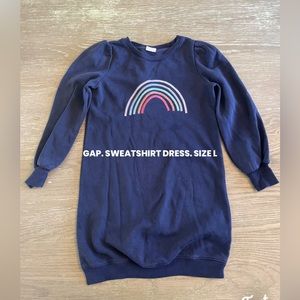 Girls size Lg Gap Sweatshirt dress.  Navy with metallic rainbow. 🌈